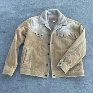 Aeropostale Vintage Corduroy + Sherpa Jacket Beige Yellowstone Dutton 90s
